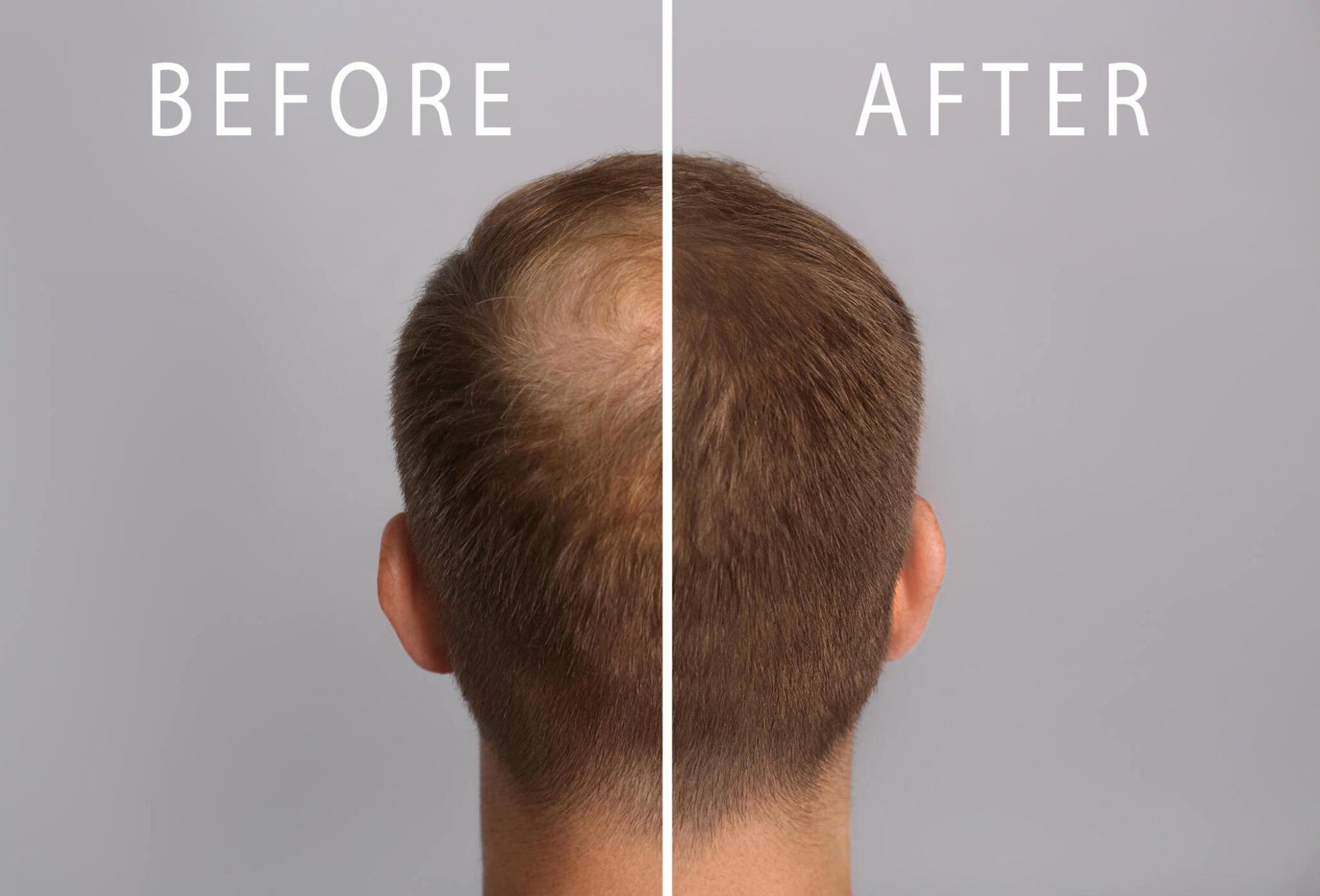 Man with hair loss problem before and after
